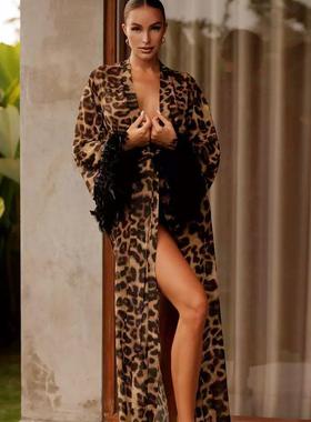 pajamas strapped long and sleeved patchwork feather wear