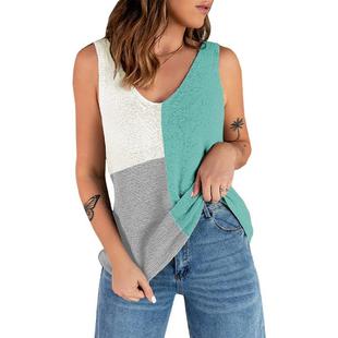 color stitching contrast loose knitted small Womens vest