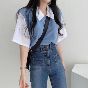 style piece college color contrast fake Lapel two
