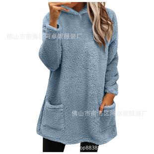 Fleece Pocket Double Faced Long Sweatshirt Sleeve Hooded