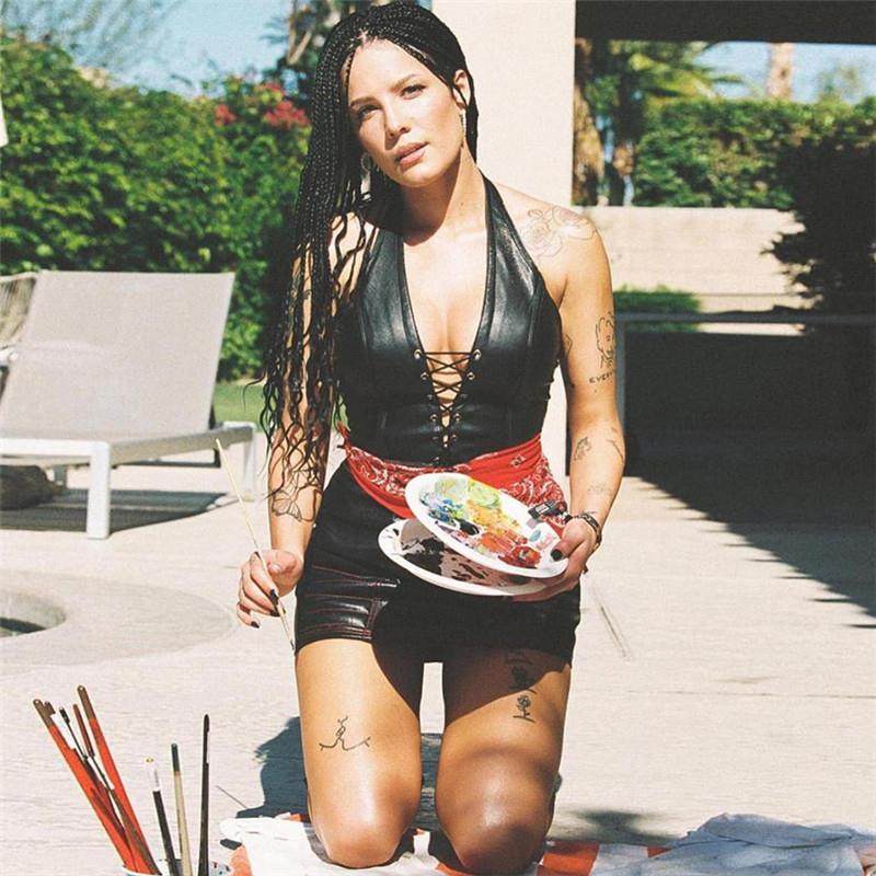 nibber sexy black leather crop womens backless camisole