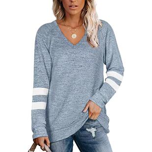 shirt contrast top neck casual stitching sleeved long