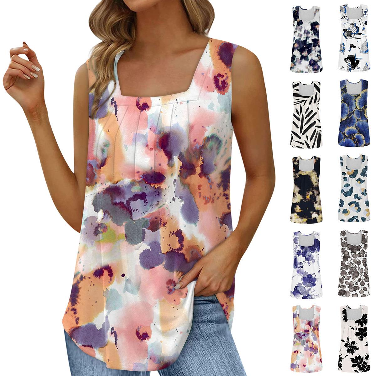 swallowtail pleated square sleeveless T-shirt neck Womens