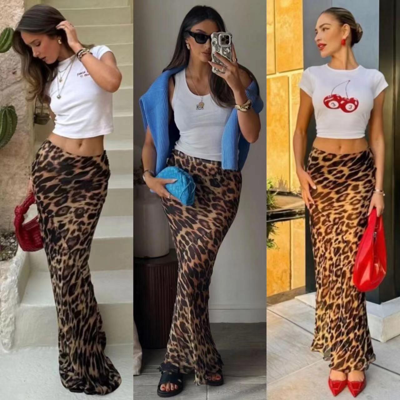 Womens clothing personalized trendy leopard print mesh low