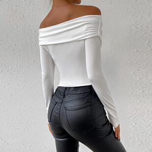 pleated ladies deep with Sexy women shoulder off top