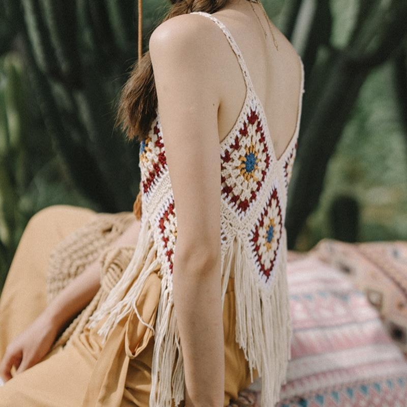 Tassel Crochet Top Bohemian Vacation Suspender Suspender