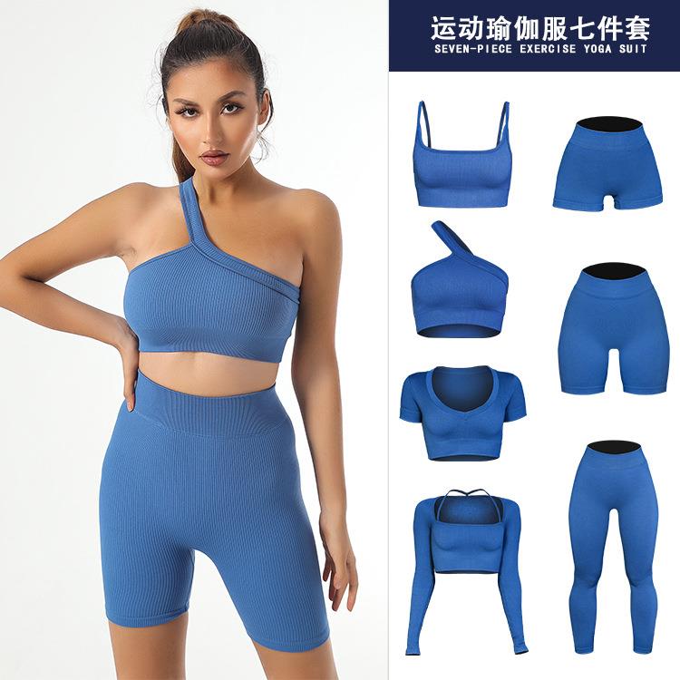Yoga clothing threaded long-sleeved trousers short-sleeved