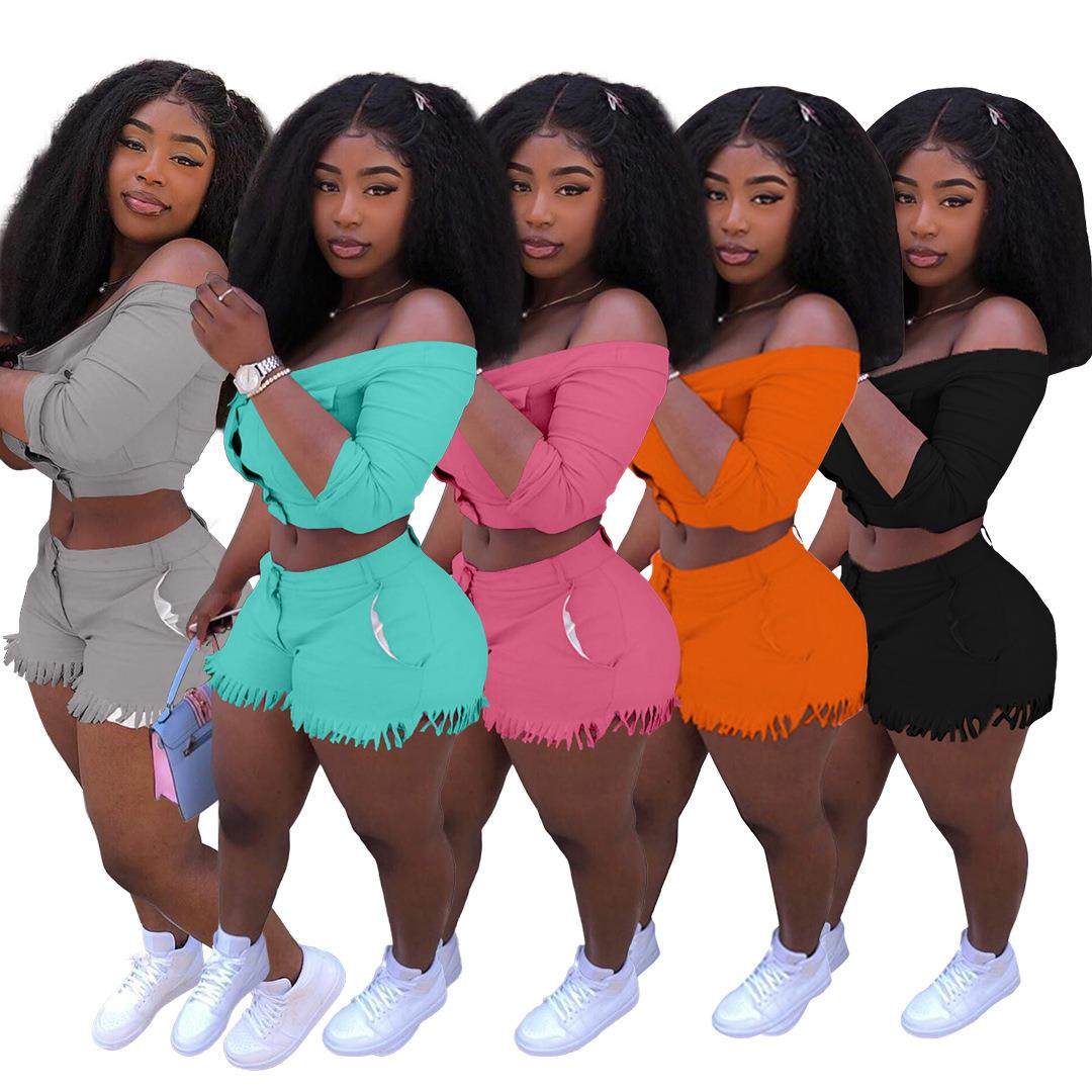 suit two-piece overalls one-shoulder fabric elastic high