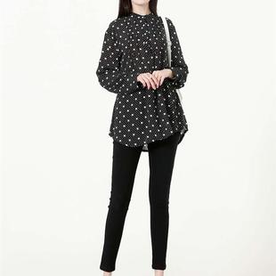 top polka long pleated sleeve size Ruffled plus shirt dot