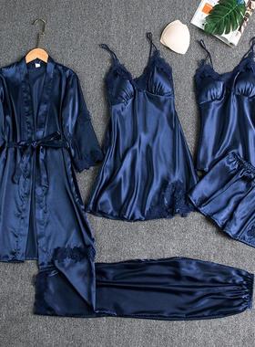 home long sexy women large summer silk bathrobe suit