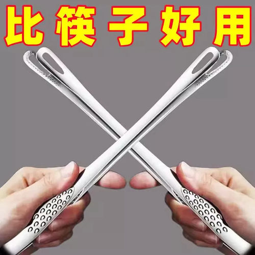 不锈钢韩式食品夹子家用烤肉夹加长烧烤牛排加厚面包烤肉分餐夹子