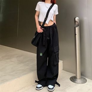 hiphop阔腿长裤 爵士跳舞jazz工装 新款 子女ins嘻哈纯色春秋季 潮 裤