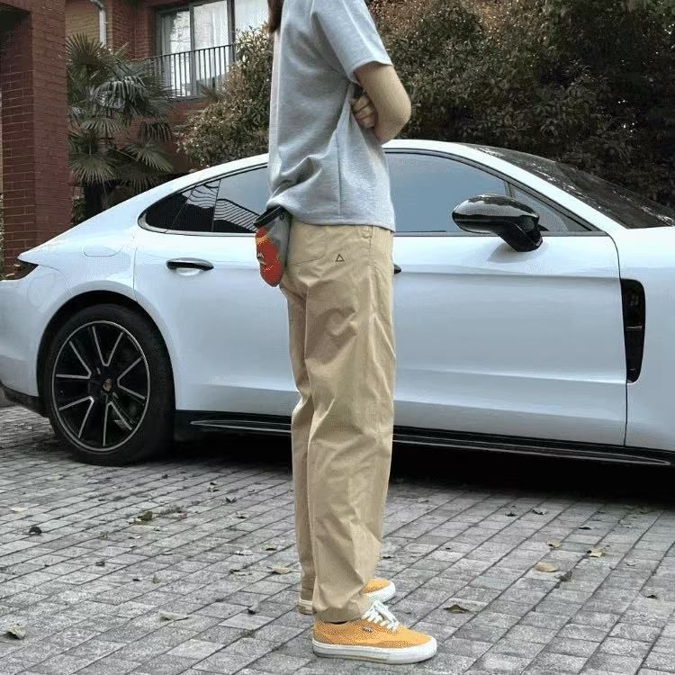 男装爆款高端机能三角标宽松锥形休闲美式工装男女同款休闲裤2025