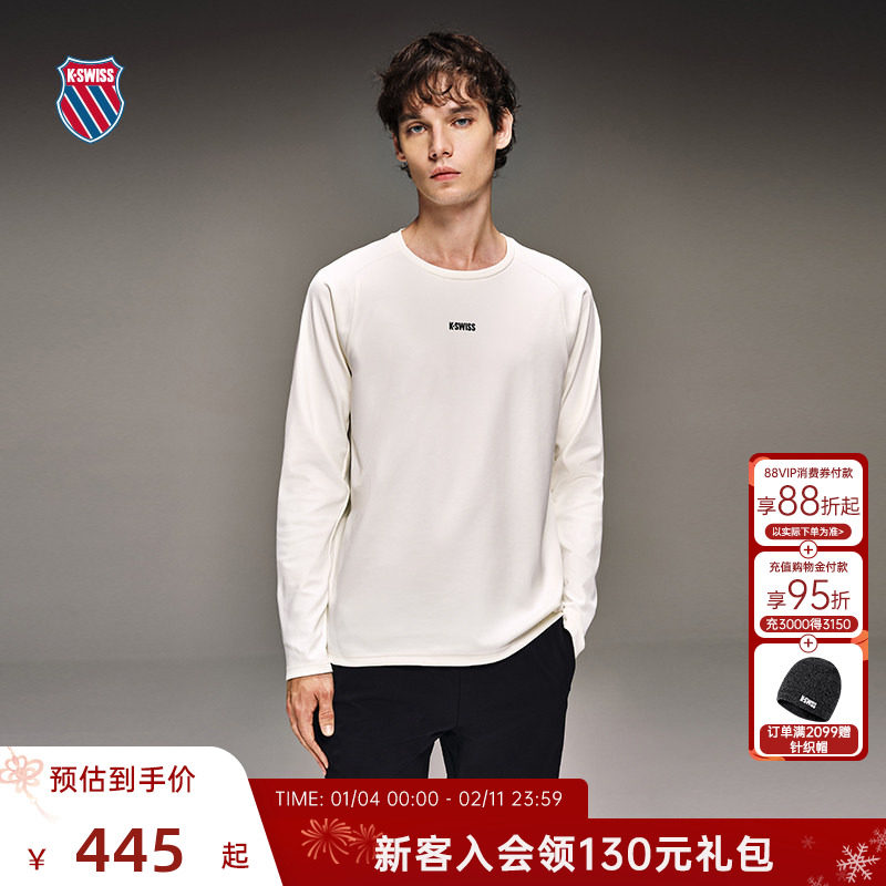 KSWISS盖世威T恤男冬季休闲时尚潮流百搭长袖运动上衣1010735,运动服/休闲服装,运动T恤,淘宝优惠券,粉丝福利购,淘宝优惠卷