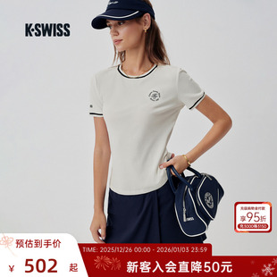 百搭休闲针织短袖 KSWISS盖世威T恤女 时尚 新款 上衣1912125 25秋季