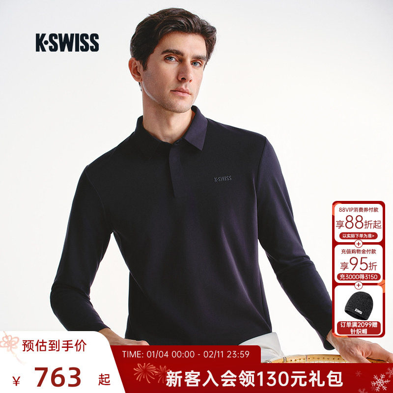 KSWISS盖世威男POLO衫 新款 简约舒适百搭休闲时尚长袖T恤1011494,运动服/休闲服装,运动POLO衫,淘宝优惠券,粉丝福利购,淘宝优惠卷