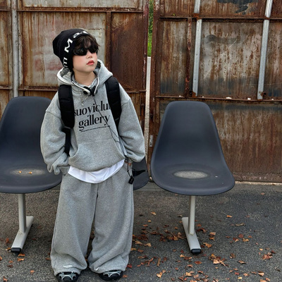 男童加绒卫衣套装儿童时髦两件套