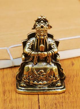 黄铜龙五爷财神佛像摆件台