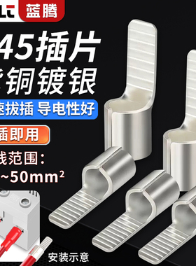 C45空开接线端子插针插片线接头开关断路器紫铜线鼻子冷压并线耳