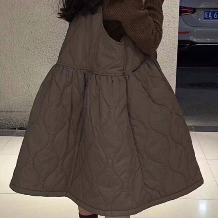 气质咖色衍缝女童背带裙儿童洋气针织衫毛衣夹棉背心裙两件套装