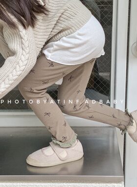 女童春秋碎花花边打底裤儿童洋气宝宝秋季百搭裤子小童长裤铅笔课
