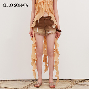 渐变牛仔短裤 Cello Sonata春夏新品