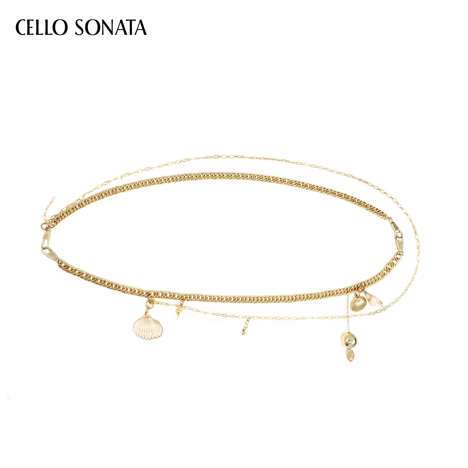 Cello Sonata25春夏新款 金色海洋珍珠贝壳腰链