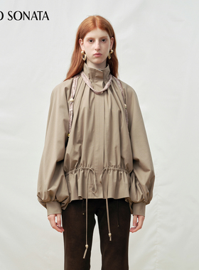 【当然是当同款】Cello Sonata25秋通勤宽松木珠丝巾收腰外套夹克