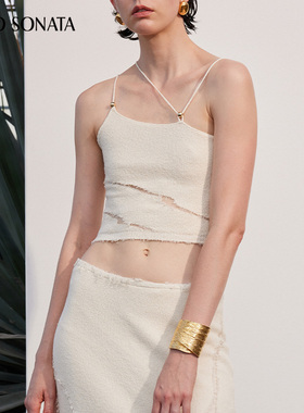 Cello Sonata春夏新品 不规则镂空针织吊带