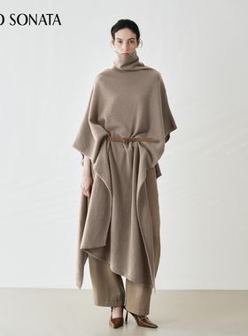【鹦鹉梨严选】Cello Sonata 燕麦色纯羊毛高领斗篷 CS85KTPZ1-3