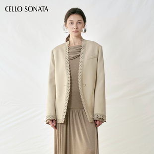 新款 设计师法式 Cello 25秋 宫廷羊毛夹克蕾丝单扣西装 Sonata