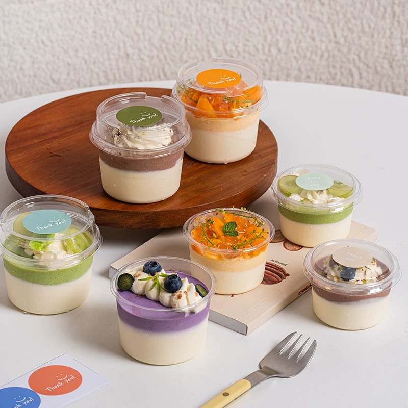 透明迷你慕斯蛋糕盒圆形布丁奶冻杯子提拉米苏甜品酸奶豆乳打包盒