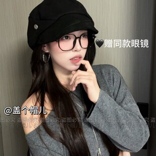 【盖个帽儿】日系麂皮贝雷帽软顶秋冬大头围显脸小包头帽子女原创