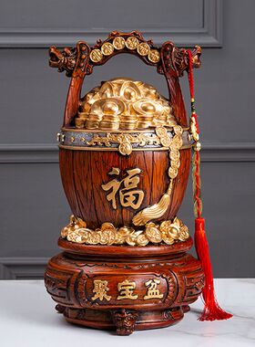 新中式家用招财纳福创意家居客厅书房储存储物柜存钱罐装饰摆件