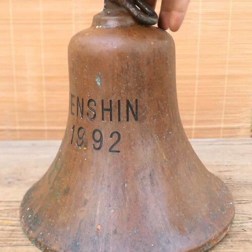 议价1992英国进口老铜钟，铜船钟，铜铃铛，红铜材质，钟锤都是纯