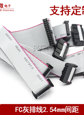 FC6/8/10/16/20/26P IDC2.54mm 扁平灰色排线LED屏连接JTAG下载线