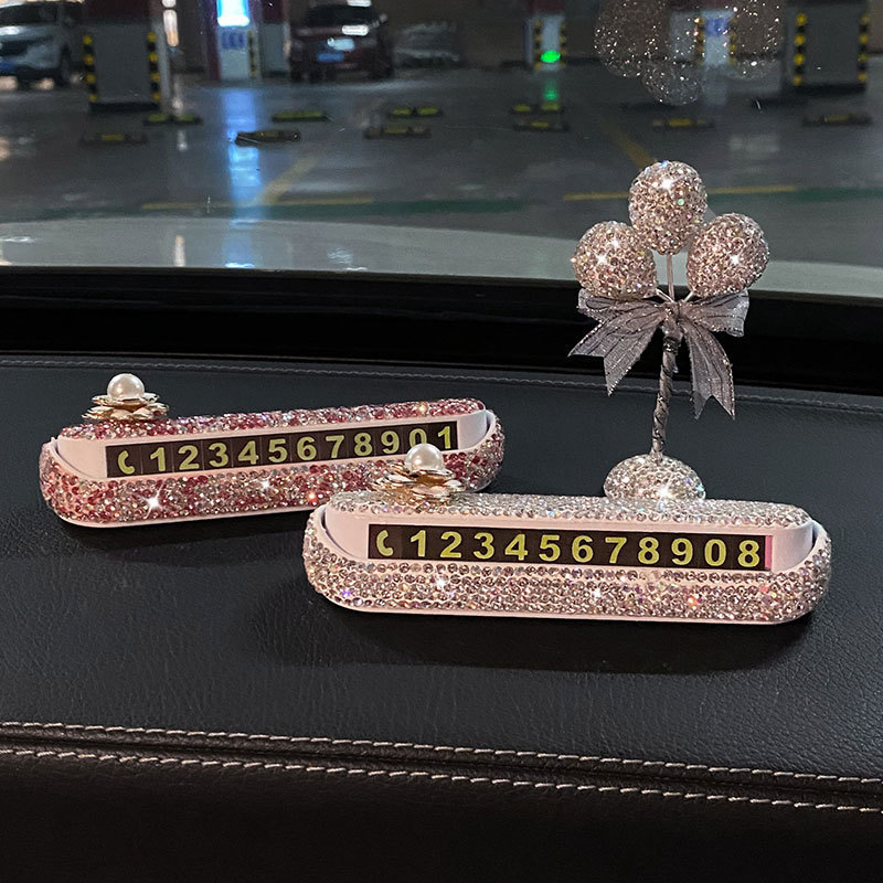 汽车临时停车号码牌镶钻小熊车