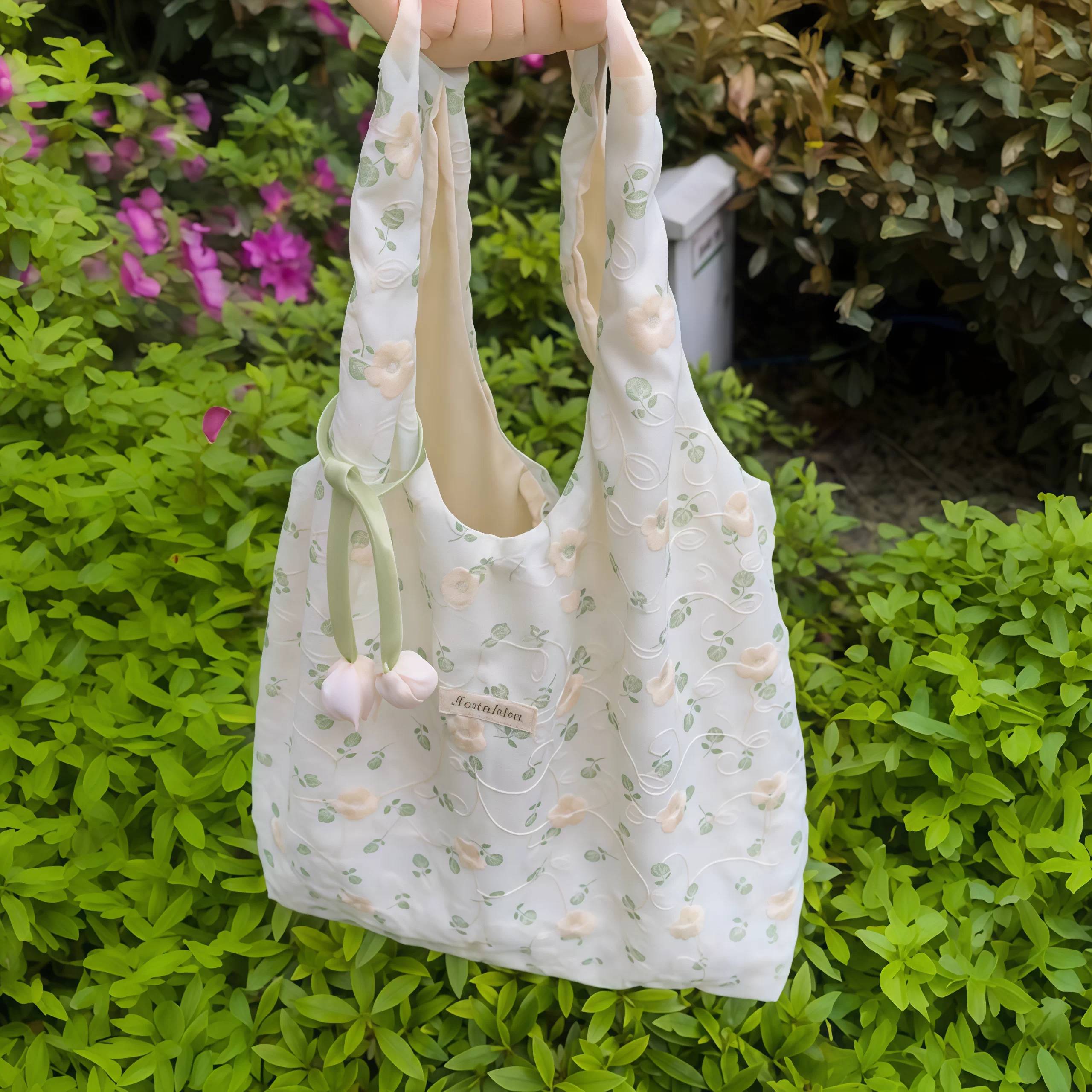 清新!帆布包上班通勤温柔碎花