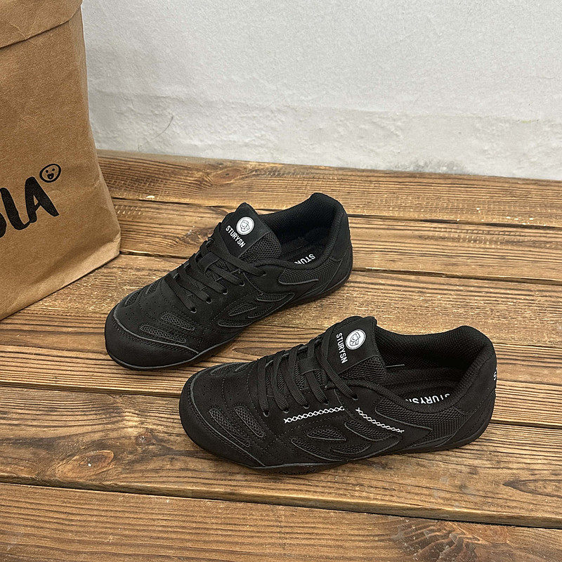 黑色网面透气男女同款百搭赛车鞋ins潮美式复古小众学生休闲板鞋