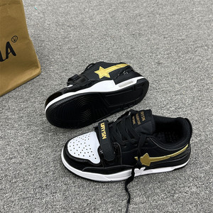 黑金拼色厚底增高星星气垫鞋ins潮百搭小众学生情侣休闲运动鞋男