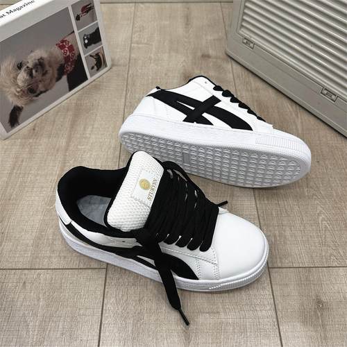 港风小众白黑设计感面包鞋男