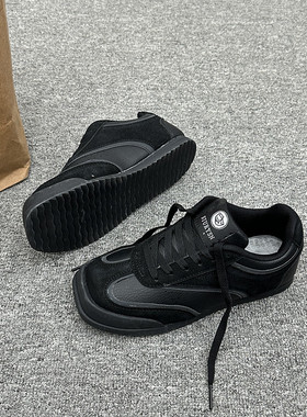 丑萌小众原创黑色vibe风德训板鞋ins潮2026春季新款校园风平底鞋