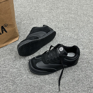 校园风平底鞋 新款 ins潮2026春季 丑萌小众原创黑色vibe风德训板鞋