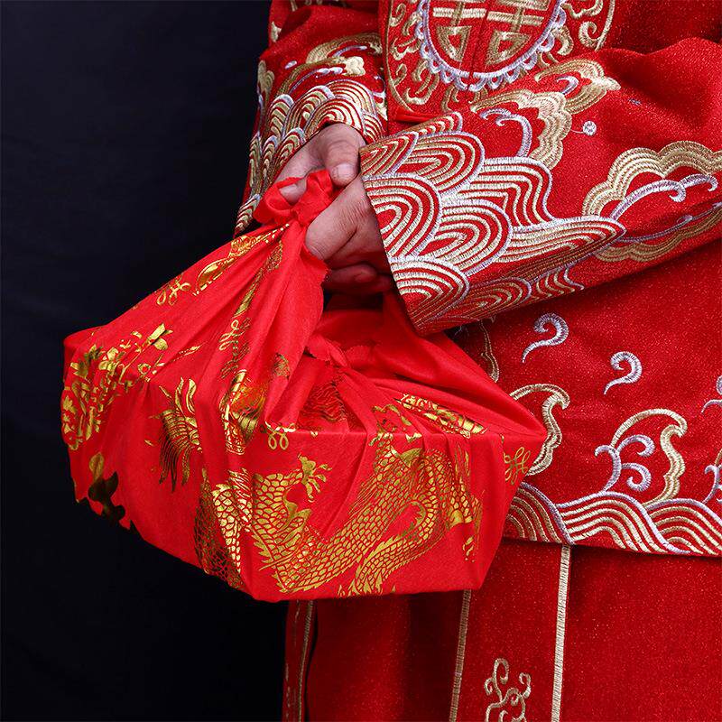 结婚包袱皮女方娘家嫁妆红布新娘陪嫁套装喜盆包裹布婚庆用品大全