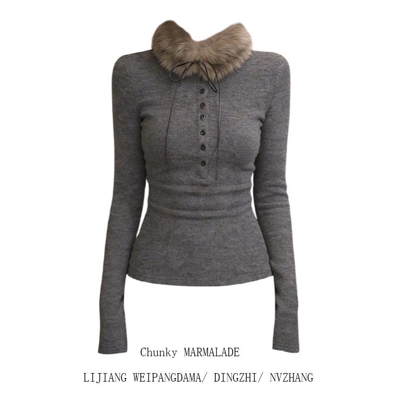 大码秋冬温柔风毛毛领灰色打底衫女胖MM修身百搭显瘦长袖T恤上衣,女装/女士精品,大码内搭,淘宝优惠券,粉丝福利购,淘宝优惠卷