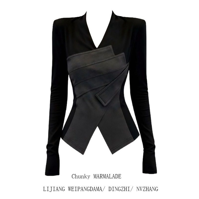 大码韩系黑色v领打底衫T恤女2026新款高级感气质长袖显瘦百搭上衣,女装/女士精品,大码内搭,淘宝优惠券,粉丝福利购,淘宝优惠卷