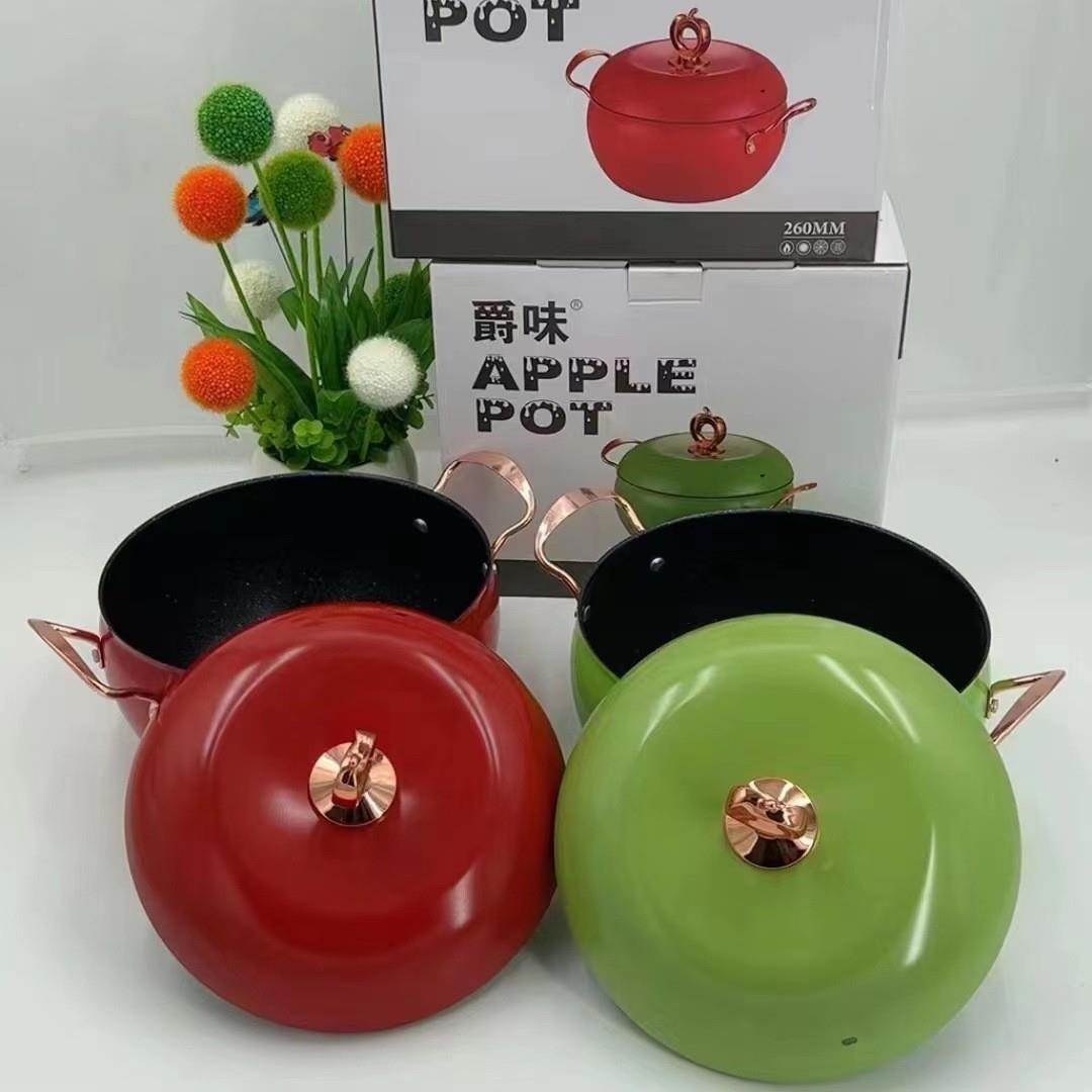 外贸苹果锅家用石麦饭煲汤锅大容量精铁无品牌/料养理锅蒸煮锅礼