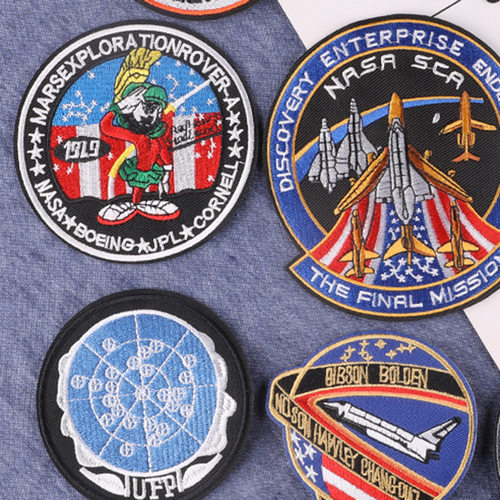 电脑绣花章圆形刺绣高端服装辅料帽徽航空宇航员胸章补丁熨烫布贴