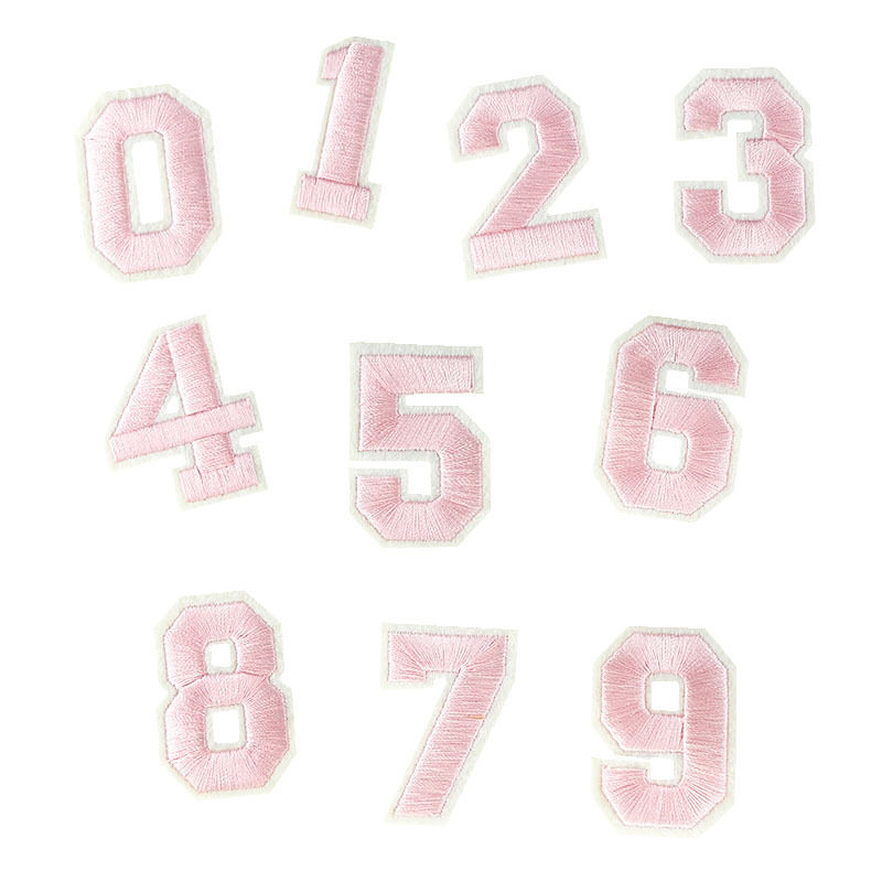刺绣布贴0到9黑白彩色数字补丁布贴