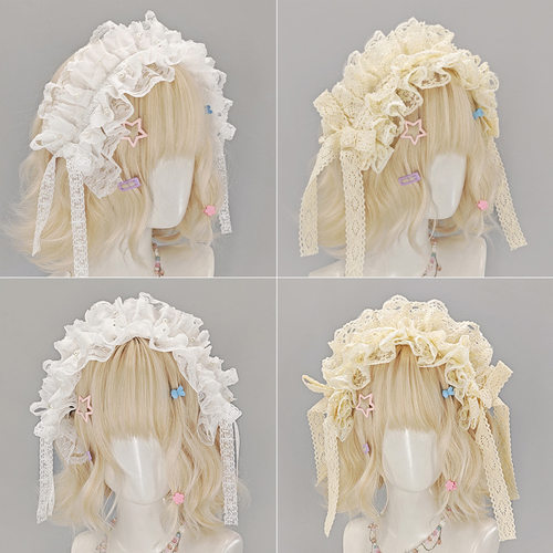 lolita甜美y2k蕾丝蝴蝶结头饰漫展cos女仆发饰亚文化蕾丝发带